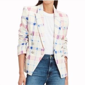 Maison D’ Amelie Women’s MEDIUM Paris White Tweed Double Breasted‎ Blazer